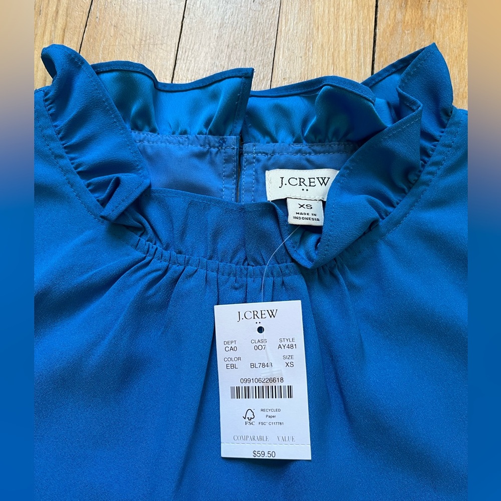 J. Crew Blue Ruffled Blouse - Picture 4 of 6